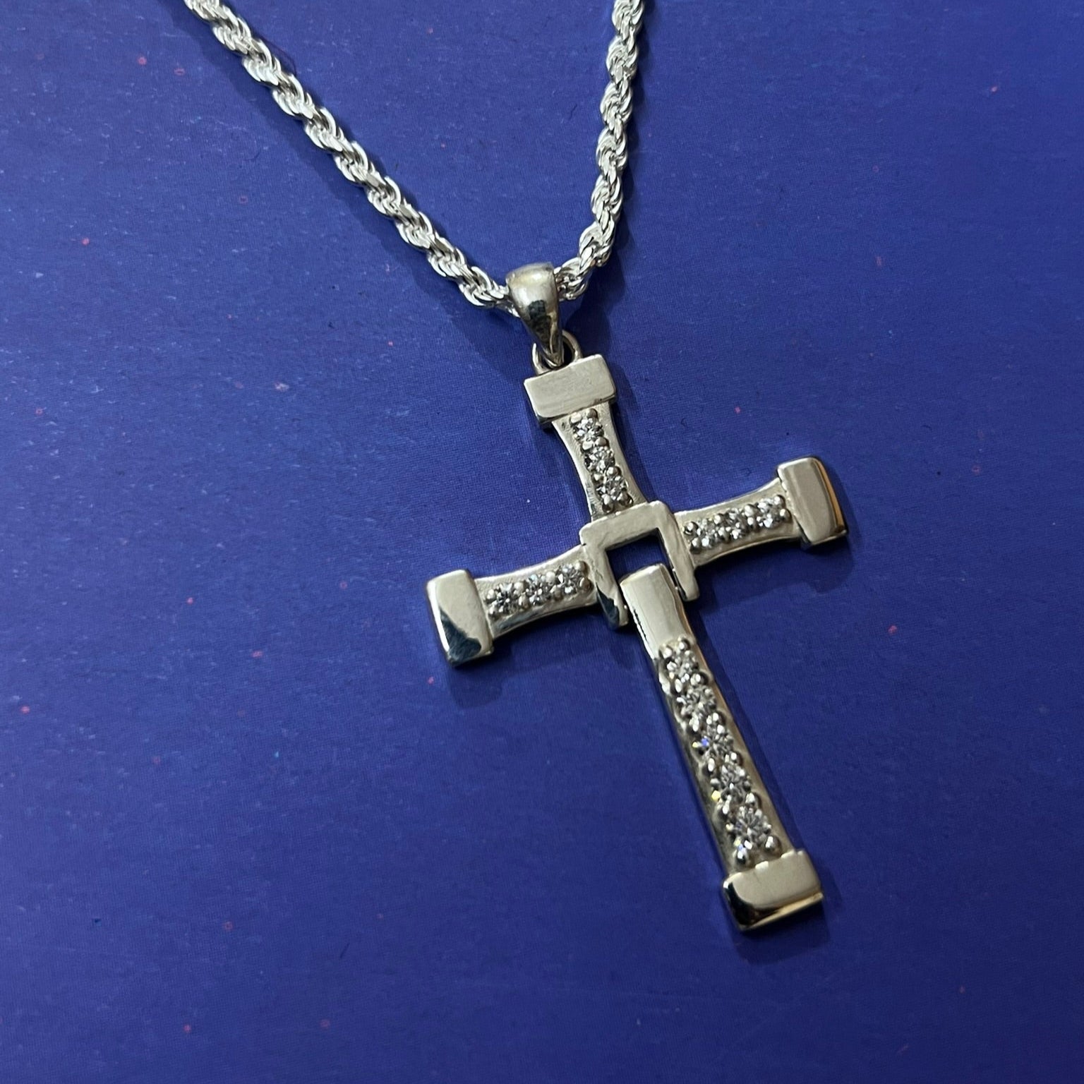 925 Sterling Silver Cross Necklace with Rope Chain – Unisex
