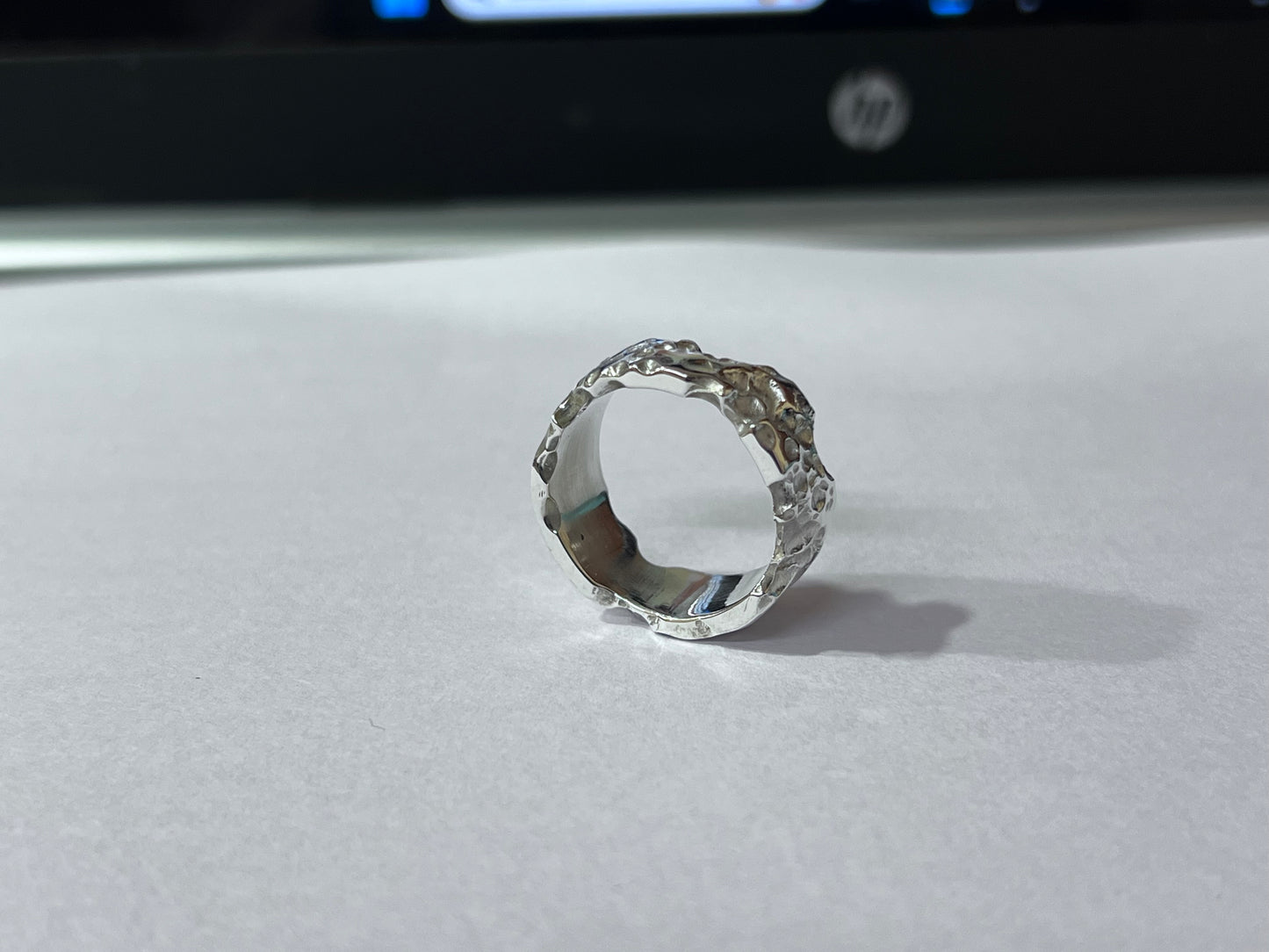 Handcrafted 925 Sterling Silver Textured Ring with Stone Accents