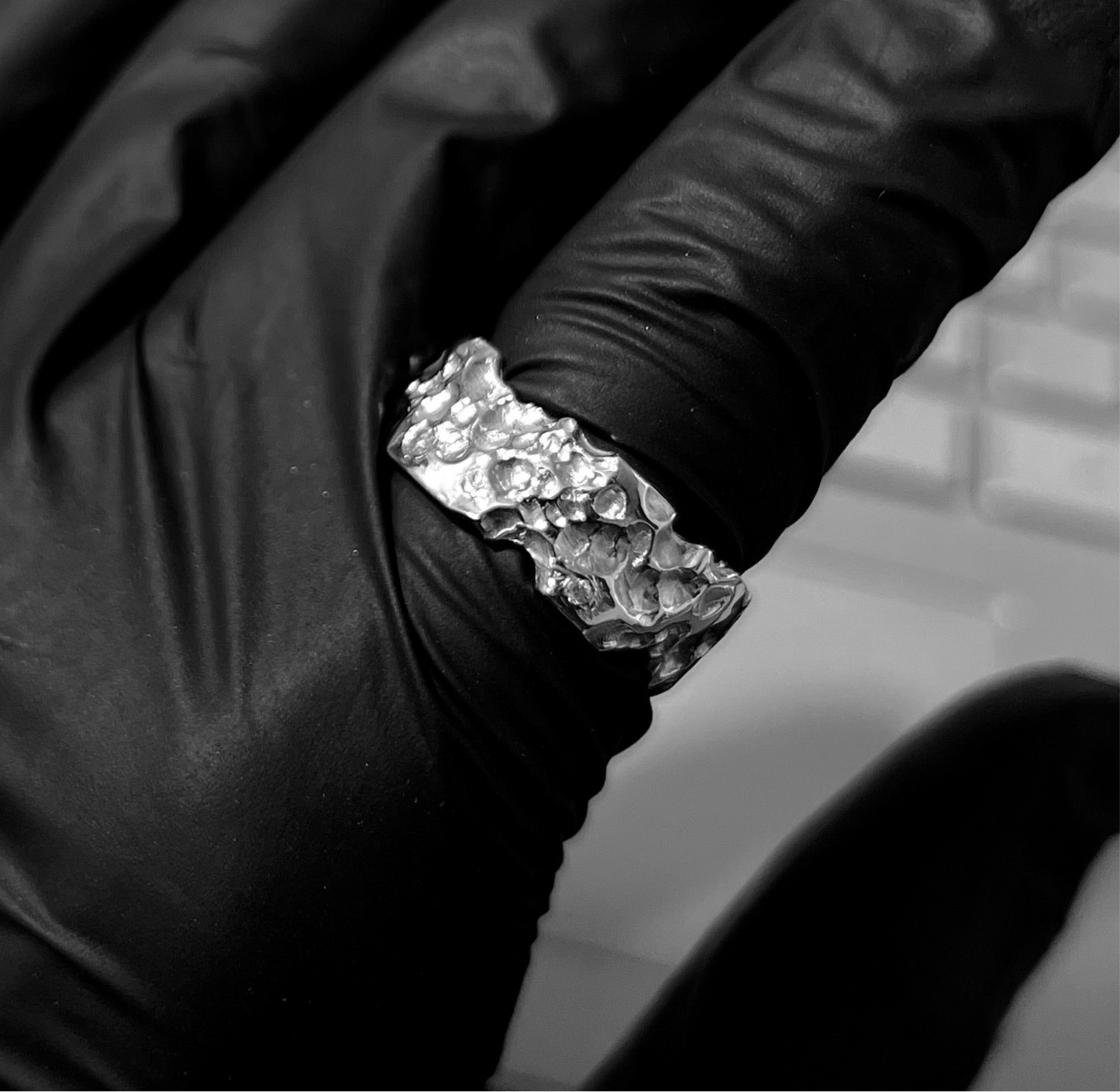 Handcrafted 925 Sterling Silver Textured Ring with Stone Accents