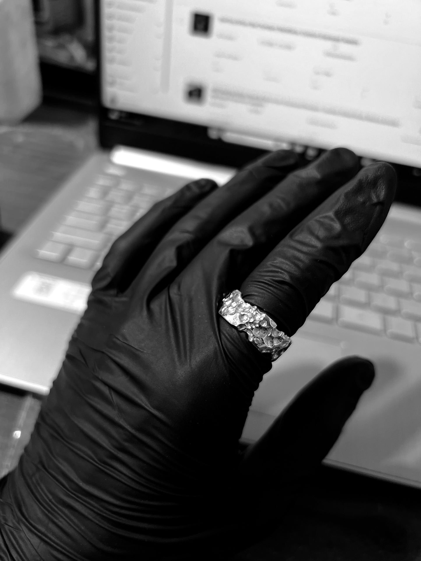 Handcrafted 925 Sterling Silver Textured Ring with Stone Accents