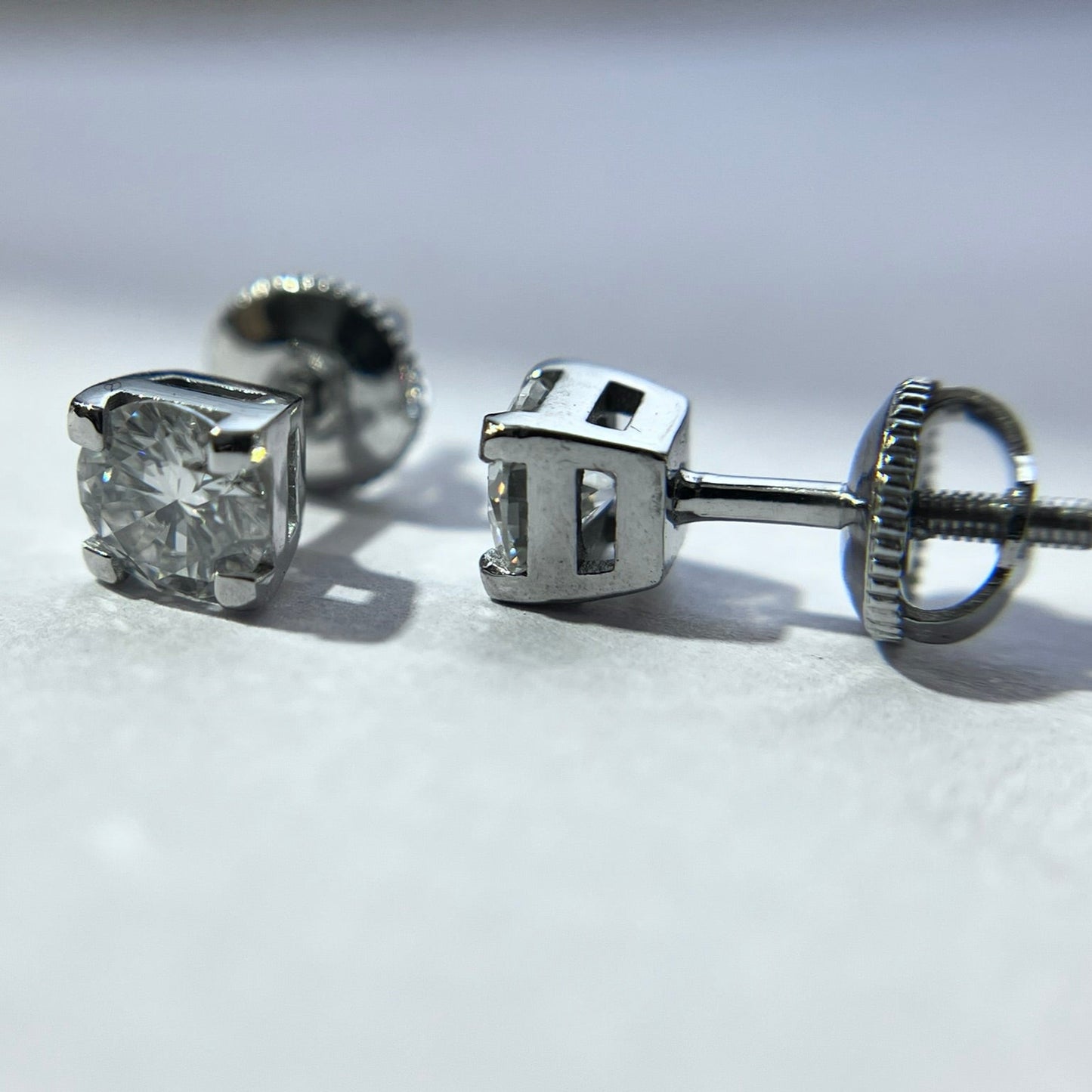 925 Sterling Silver Moissanite Diamond Studs - Available in All Sizes